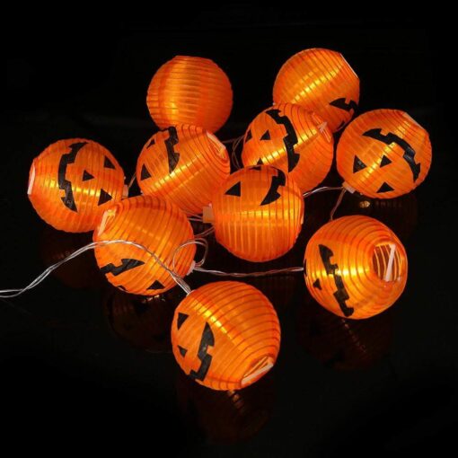 GLOW-IN-THE-DARK Halloween Pumpkin String LED Lights (Set Of 10) - Very Bunny